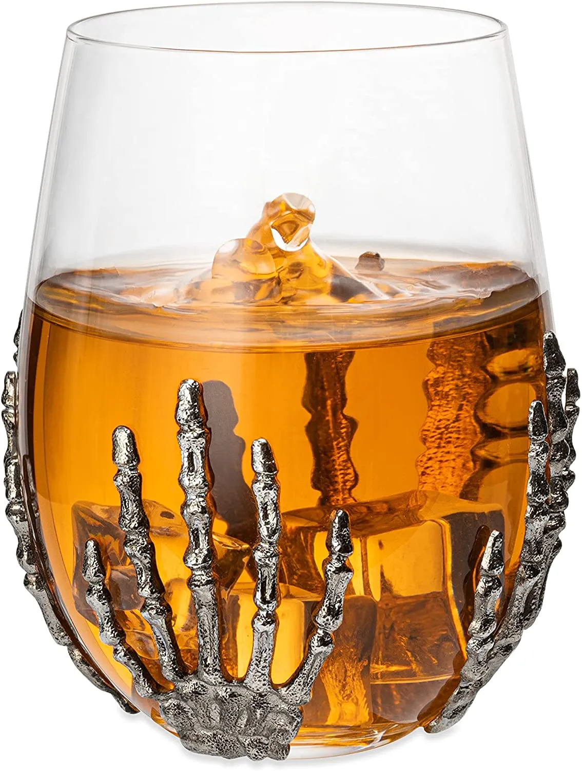 Skeleton Hand Wine Glass Set of 2 by The Wine Savant - 10 oz Glasses