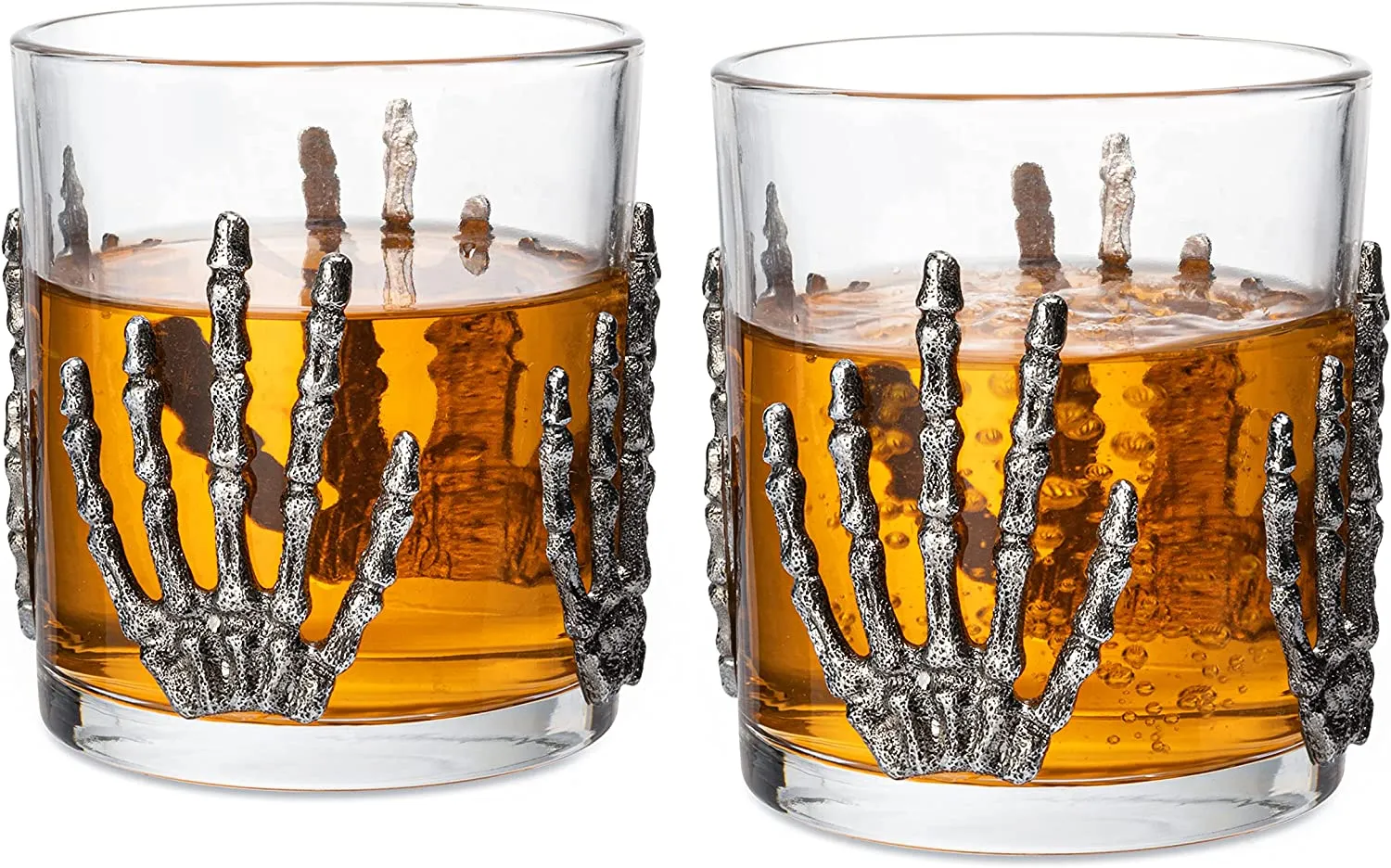 Skeleton Hand Wine Glass Set of 2 by The Wine Savant - 10 oz Glasses