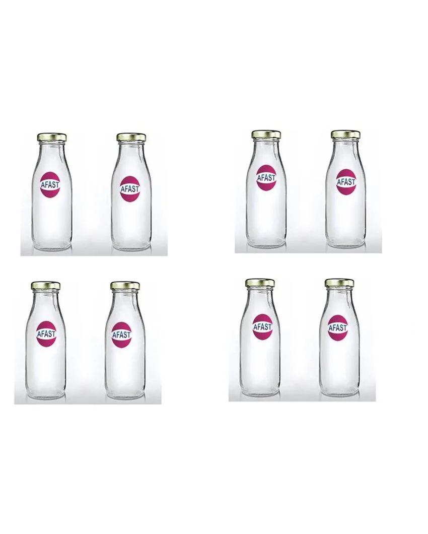 Sleek Clear Glass Water and Milk Serving Bottle Medium Sized for Home or Office | 500 ML | 3 x 8 inches