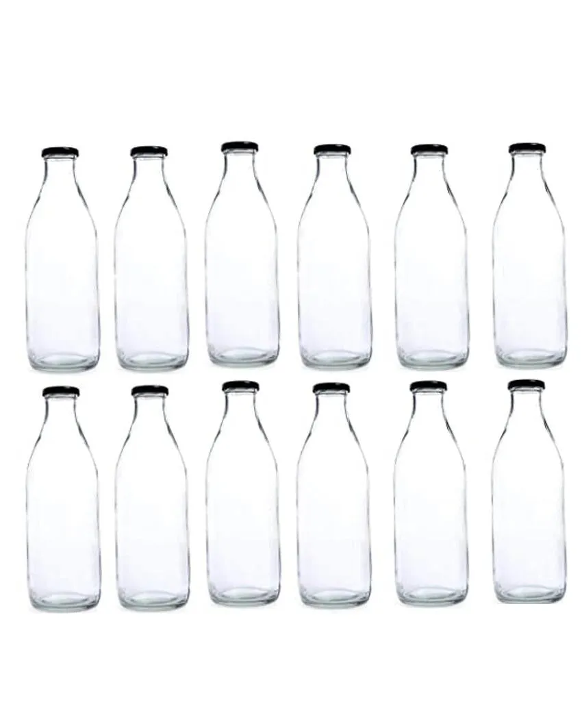 Sleek Clear Glass Water and Milk Serving Bottle Medium Sized for Home or Office | 500 ML | 3 x 8 inches