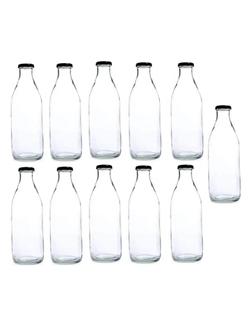 Sleek Clear Glass Water and Milk Serving Bottle Medium Sized for Home or Office | 500 ML | 3 x 8 inches