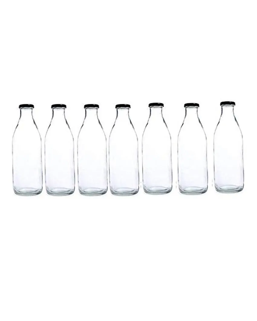 Sleek Clear Glass Water and Milk Serving Bottle Medium Sized for Home or Office | 500 ML | 3 x 8 inches