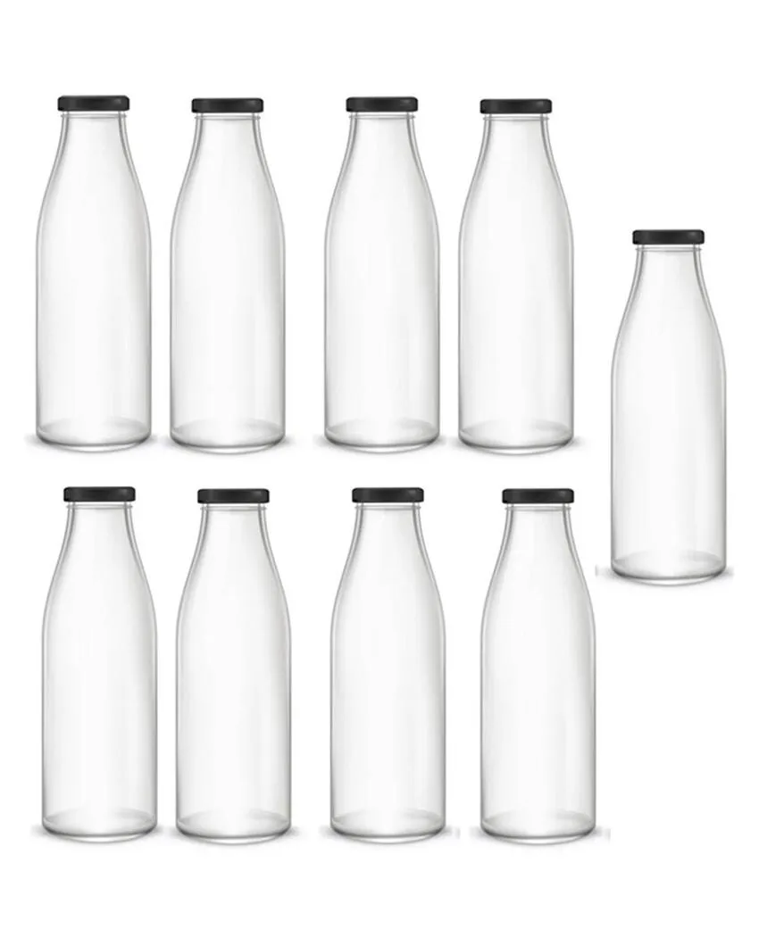 Sleek Clear Glass Water and Milk Serving Bottle Medium Sized for Home or Office | 500 ML | 3 x 8 inches