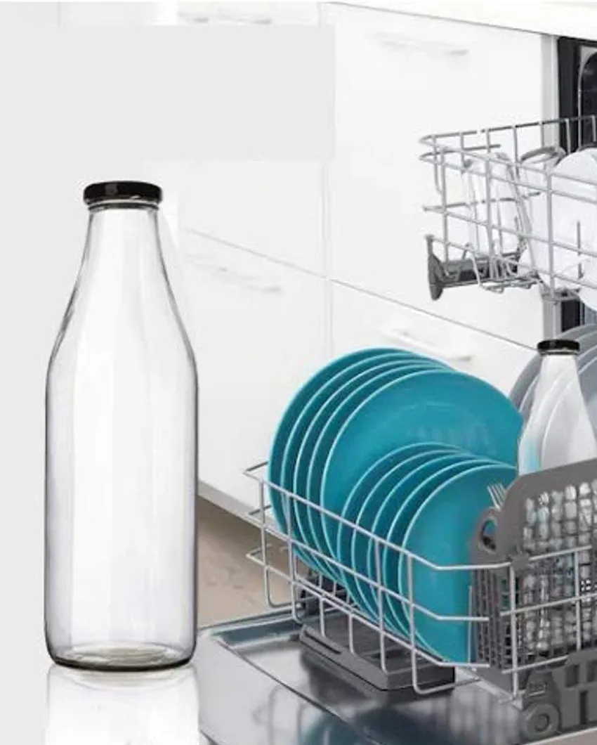 Sleek Clear Glass Water and Milk Serving Bottle Medium Sized for Home or Office | 500 ML | 3 x 8 inches