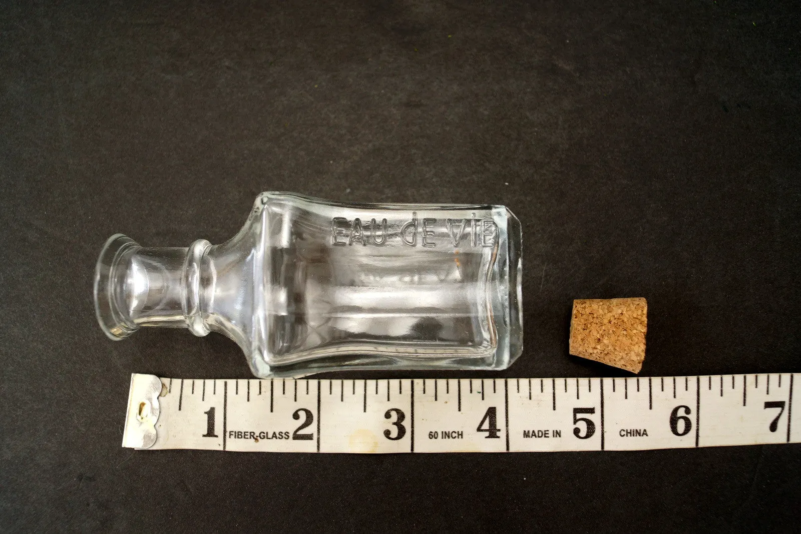 Small Square Glass Bottle with Cork (4" tall x 1.75" wide), 50 ml capacity