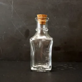 Small Square Glass Bottle with Cork (4" tall x 1.75" wide), 50 ml capacity