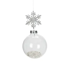 Snowflake and Ball Ornament with Silver Dust