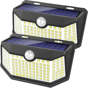 Solar Lights Outdoor 120 LED with Lights Reflector and 3 Lighting Modes, Motion Sensor Wall Lights,Ip65 Waterproof Solar Powered for Garden Patio Yard (2Pack)