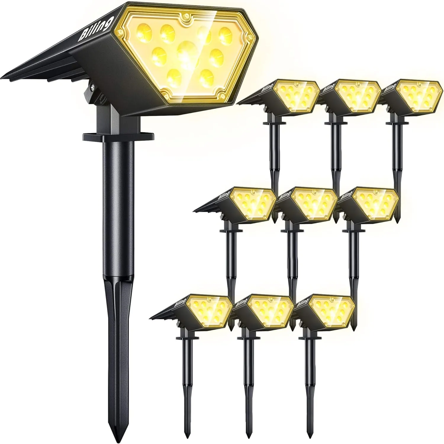 Solar Spot Lights Outdoor 2-in-1 Solar Landscape Lights 12 LED Bulbs Solar Powered Lights IP67 Waterproof Adjustable Wall Light