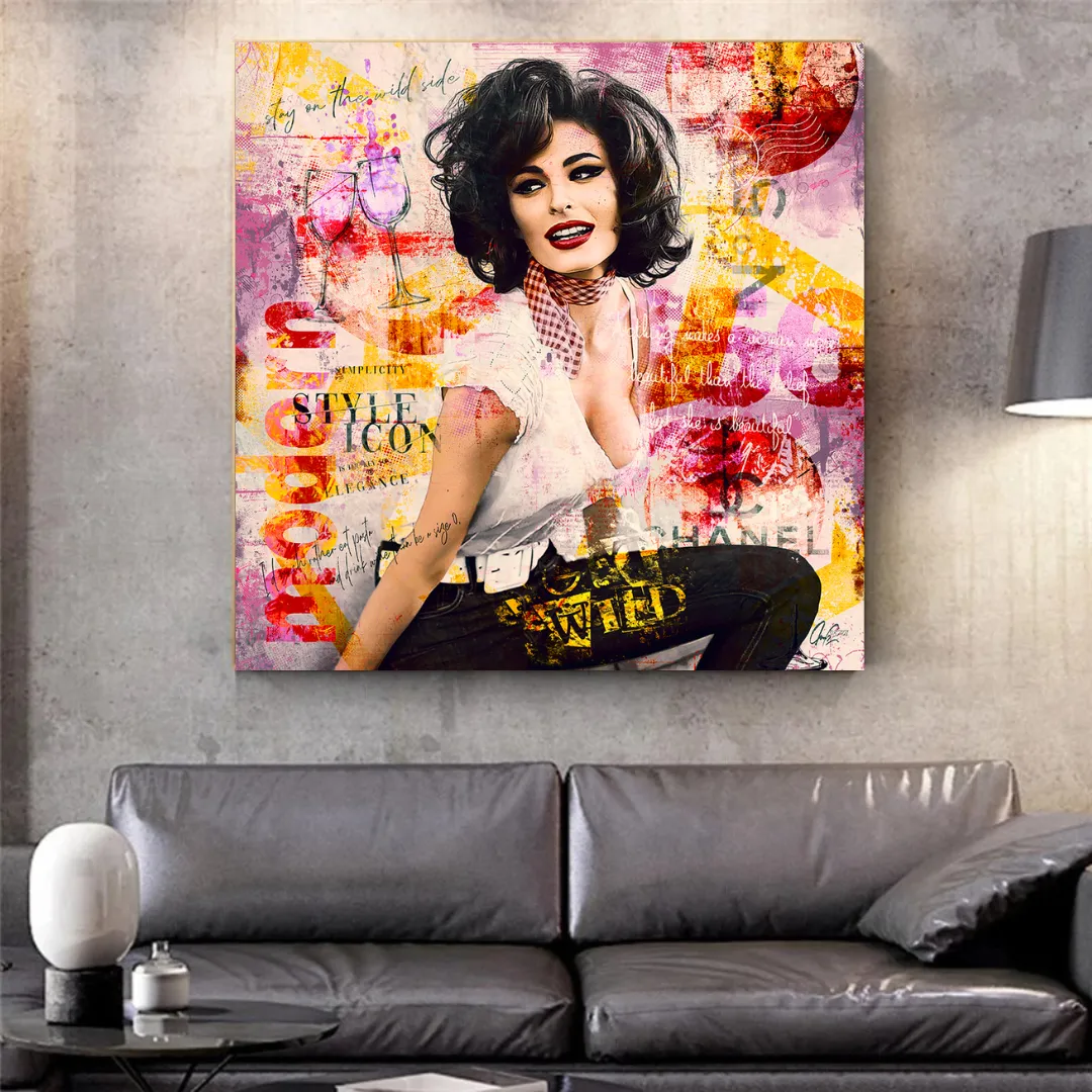 Sophia Loren "Get Wild" Canvas Wall Art for Living Room, Office, and Gift: