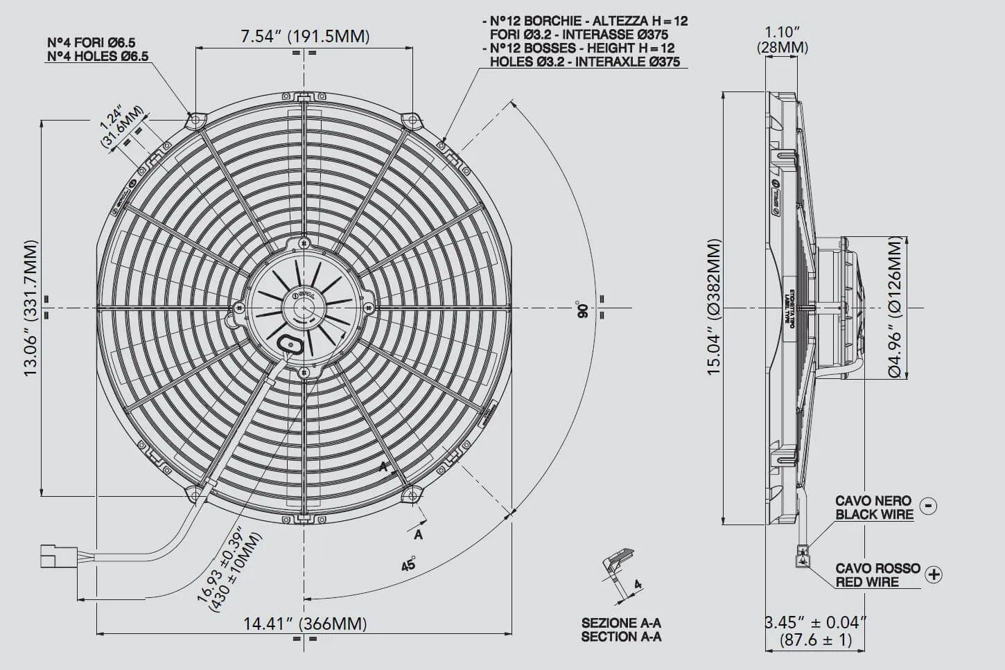 SPAL Electric Radiator Fan (14" - Pusher Style - High Performance - 1652 CFM) 30102055