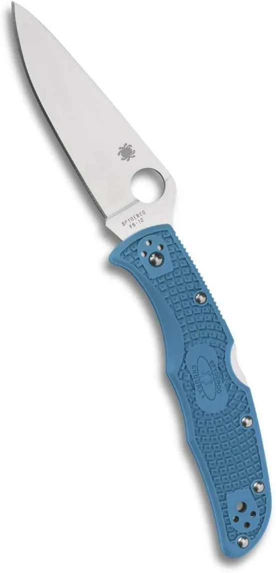 Spyderco, Endura 4 Lightweight Signature Knife with 3.80" VG-10 Steel Blade and Blue FRN Handle - PlainEdge - C10FPBL