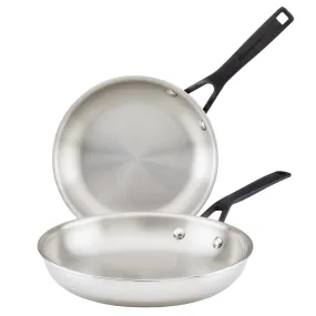 Stainless Steel 5-Ply Clad 2-Piece Frying Pan Set