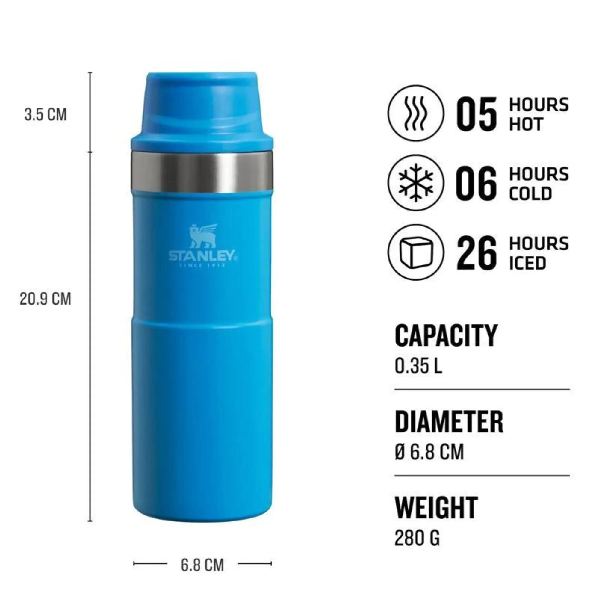 Stanley 0.35L Classic Trigger Action Travel Thermal Cold Water Bottle