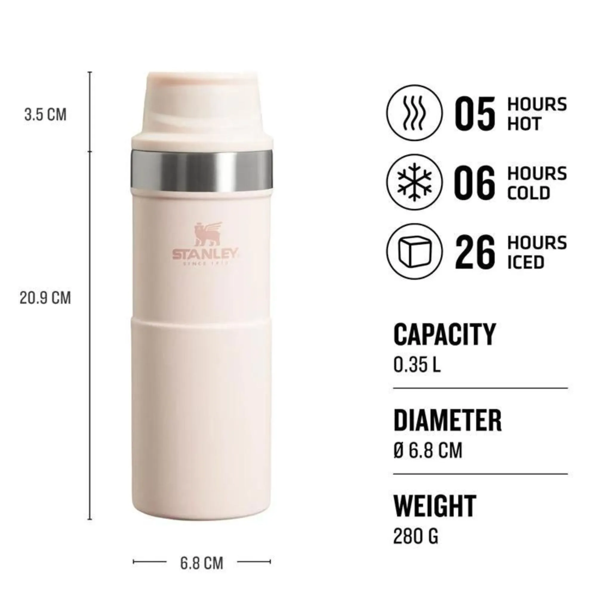 Stanley 0.35L Classic Trigger Action Travel Thermal Cold Water Bottle