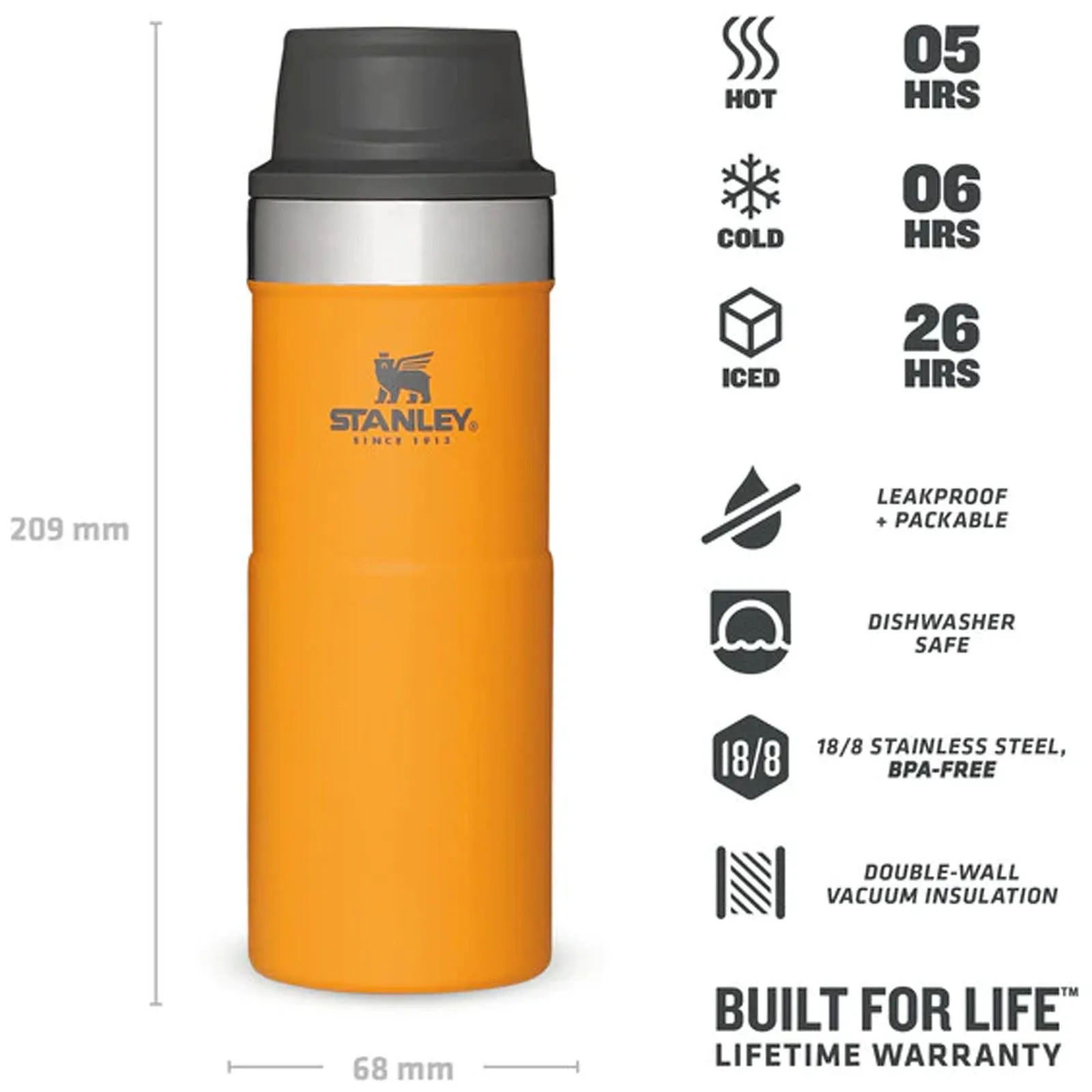 Stanley 0.35L Classic Trigger Action Travel Thermal Cold Water Bottle