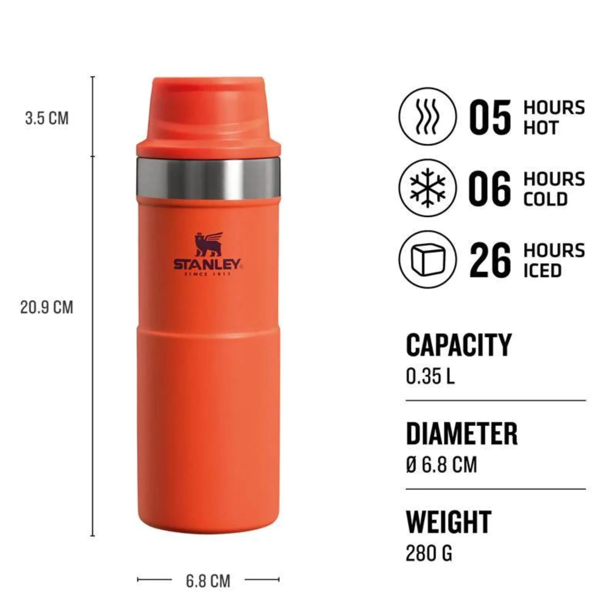 Stanley 0.35L Classic Trigger Action Travel Thermal Cold Water Bottle