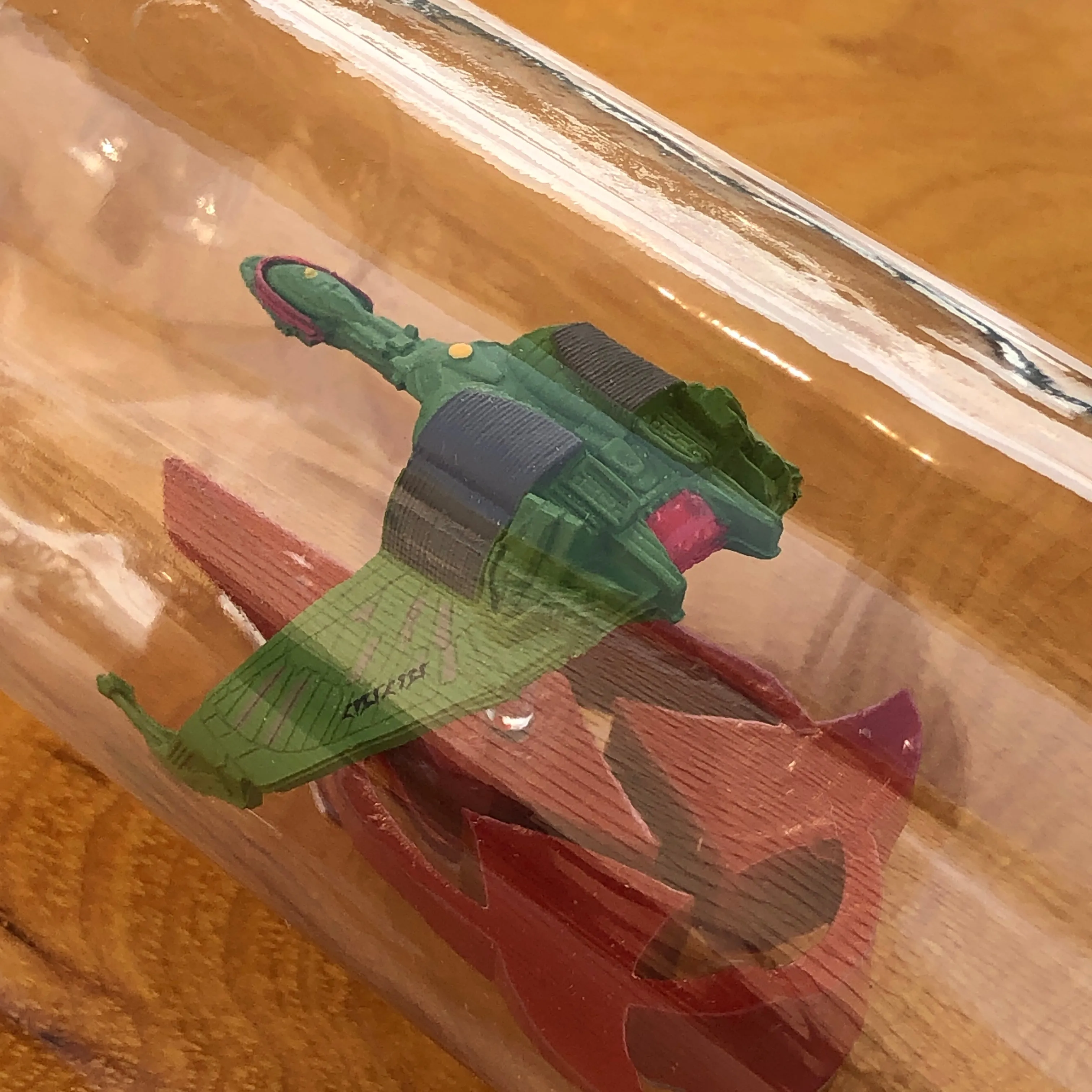 Star Trek Klingon Bird of Prey in a Beer Bottle