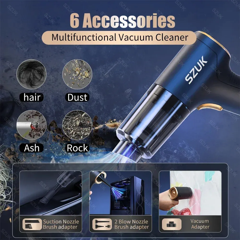 SZUK 98000PA Car Vacuum Cleaner Mini Powerful Cleaning Machine Strong Suction Handheld for Car Portable  Wireless Home Appliance