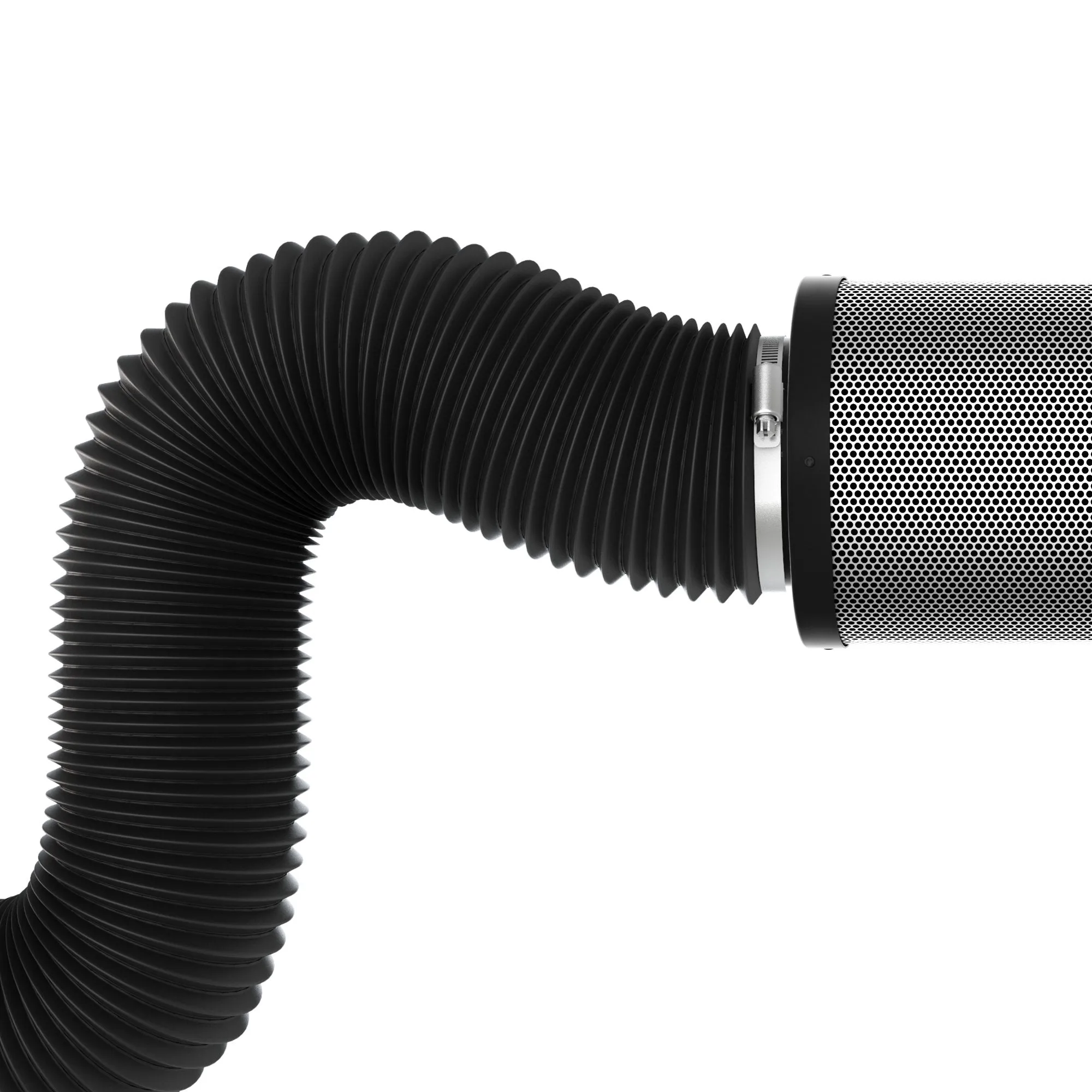 TerraBloom 4" Air Duct - 8 FT Long, Black Flexible Ducting with 2 Clamps