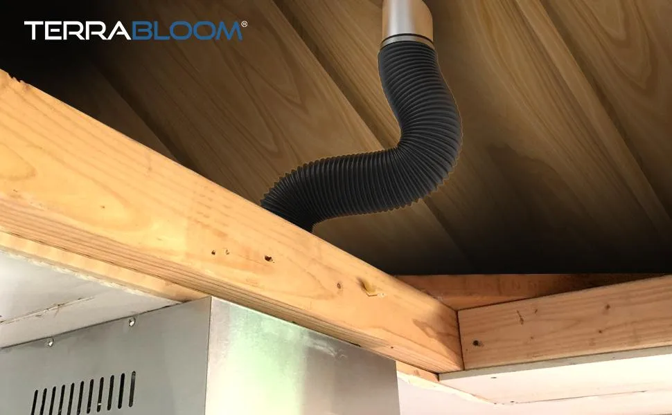 TerraBloom 4" Air Duct - 8 FT Long, Black Flexible Ducting with 2 Clamps