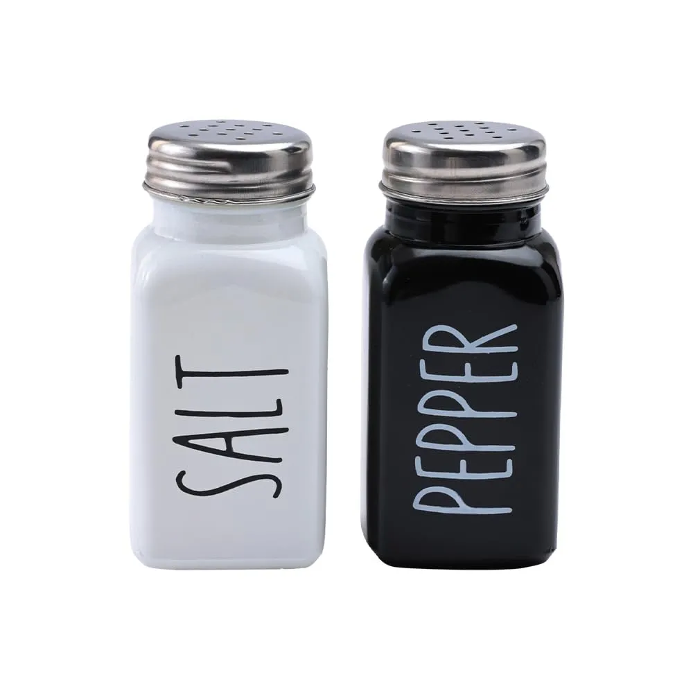 The Better Home Glass Salt and Pepper Shaker Set | Set of 2 Shaker | White and Black | Glass | Salt and Pepper Dispenser Sprinkler Bottle (Pack of 10)