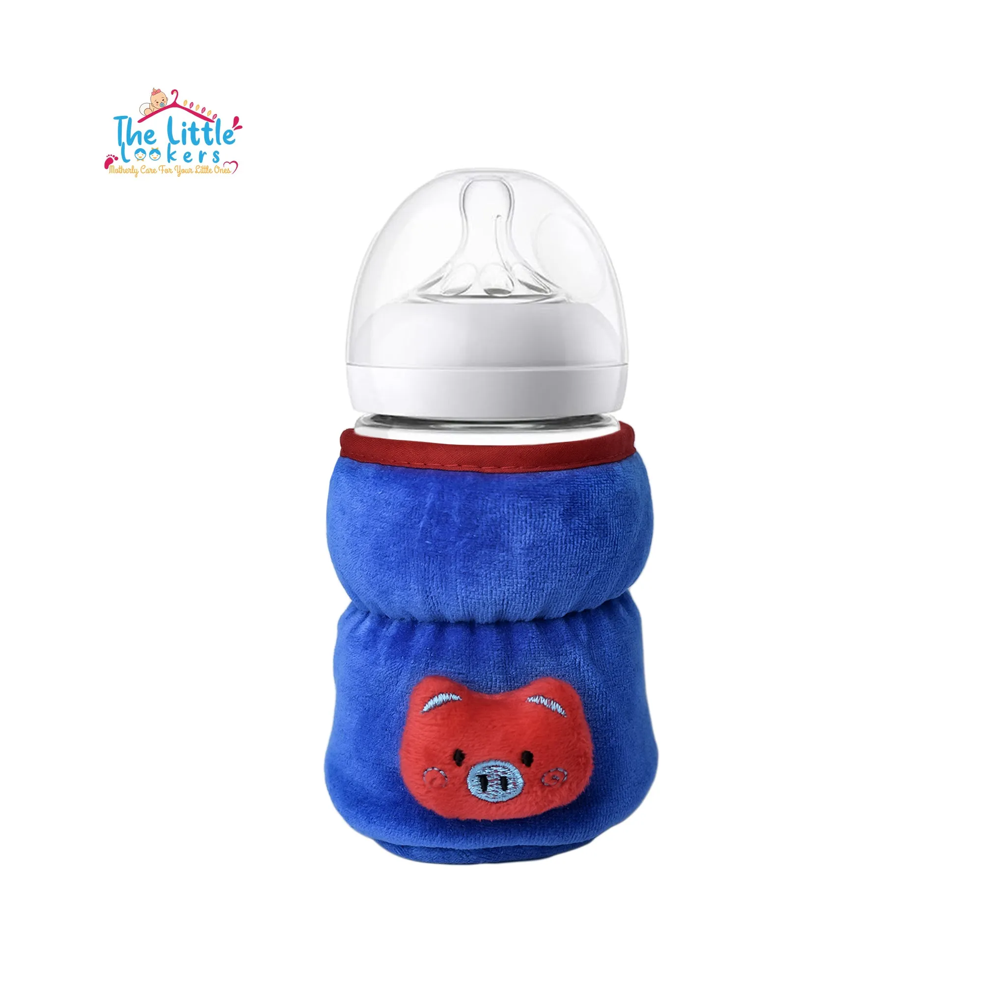 THE LITTLE LOOKERS Bottle Cover for Philips Avent/Wide Neck Feeders Soft Plush Stretchable Baby Feeding Bottle Cover with Easy to Hold Strap