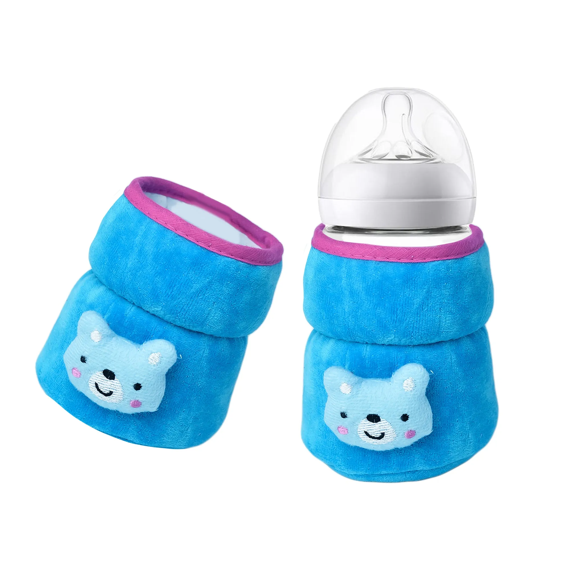 THE LITTLE LOOKERS Bottle Cover for Philips Avent/Wide Neck Feeders Soft Plush Stretchable Baby Feeding Bottle Cover with Easy to Hold Strap