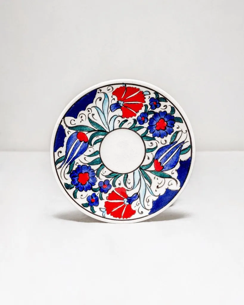 Turkish Handpainted Coffee Cup and Saucer Set