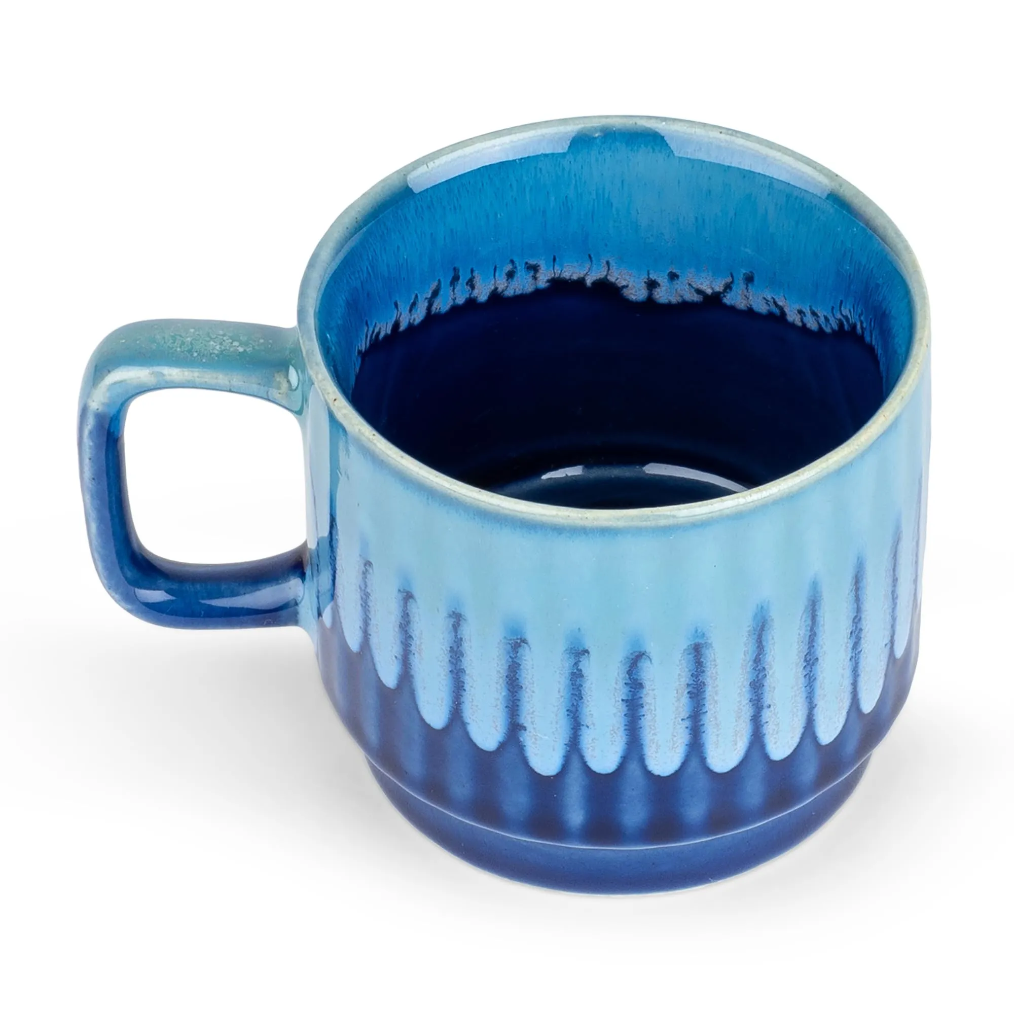 USHA SHRIRAM Ceramic Tea Coffee Cup with Handles (200 ml x 2) | | Microwave Safe Tea Coffee Mugs for Home Office | Glossy Finish | Ceramic Mug for Gift | Gifting Mug Set (Pack of 2- Royal Blue)