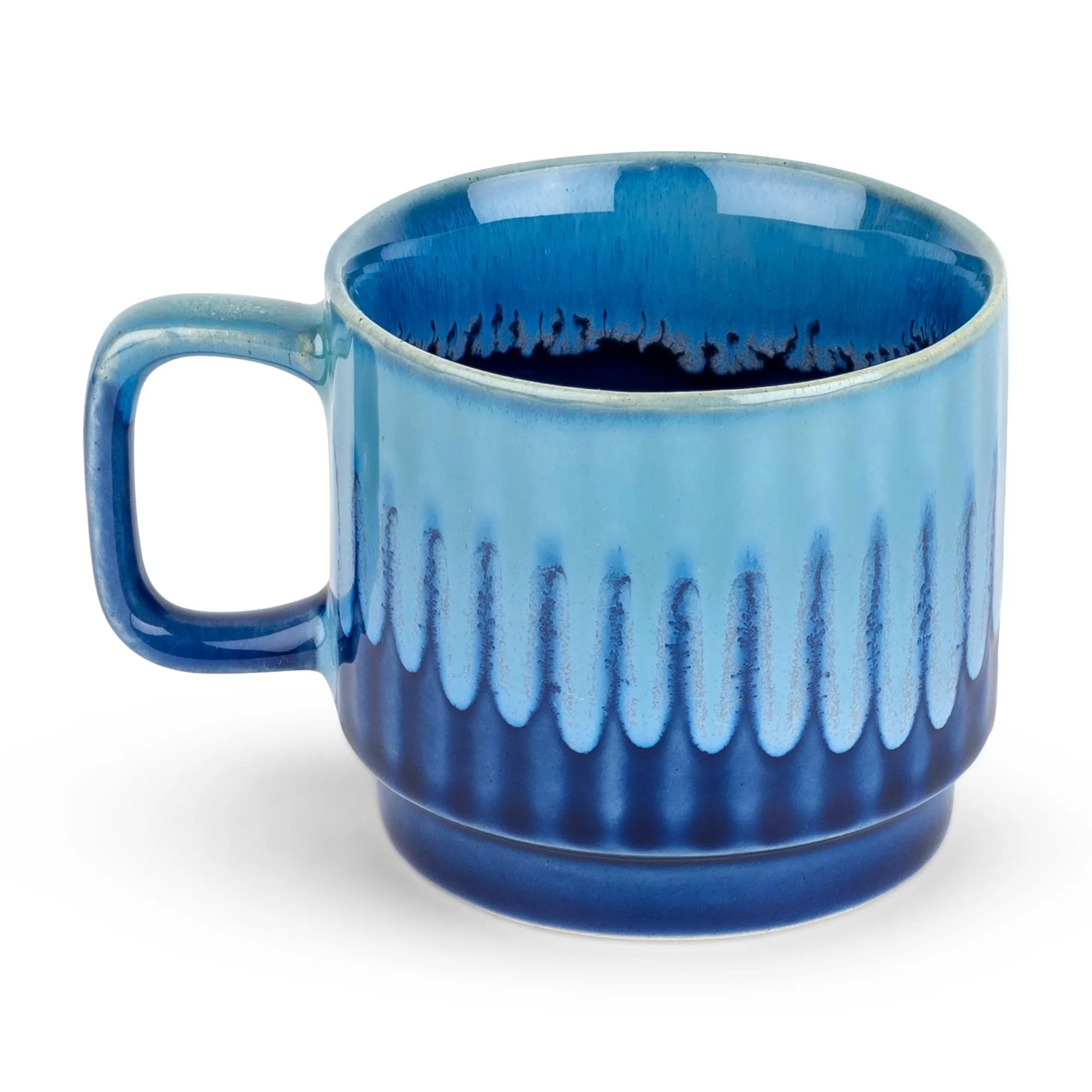 USHA SHRIRAM Ceramic Tea Coffee Cup with Handles (200 ml x 2) | | Microwave Safe Tea Coffee Mugs for Home Office | Glossy Finish | Ceramic Mug for Gift | Gifting Mug Set (Pack of 2- Royal Blue)