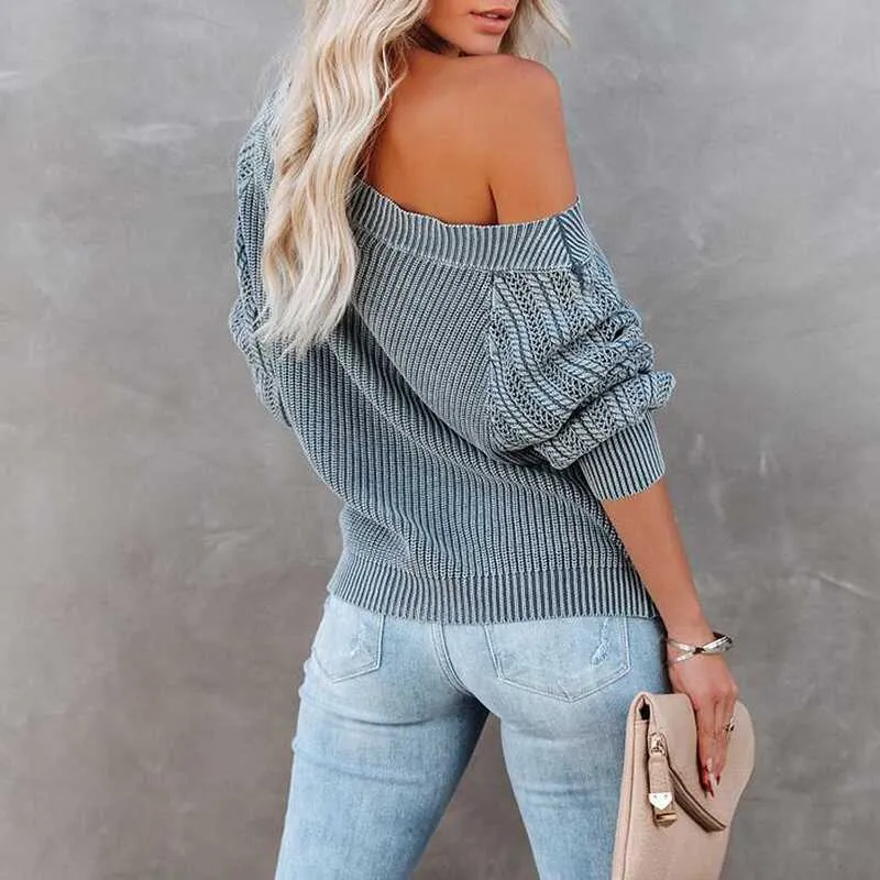 V-Neck Lantern Sleeve Sweater