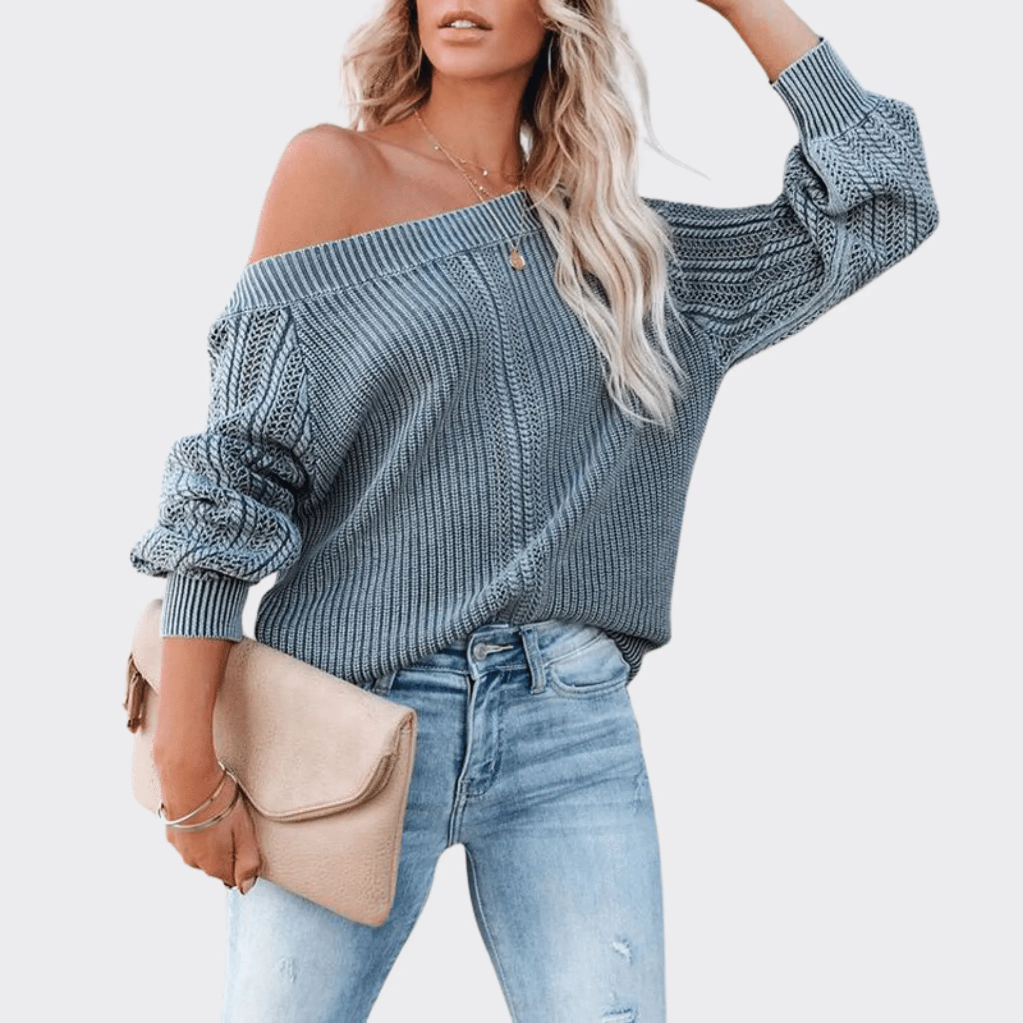 V-Neck Lantern Sleeve Sweater