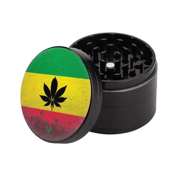 V Syndicate - Sharp Shred 4 Part 50mm Grinder - Rasta Leaf