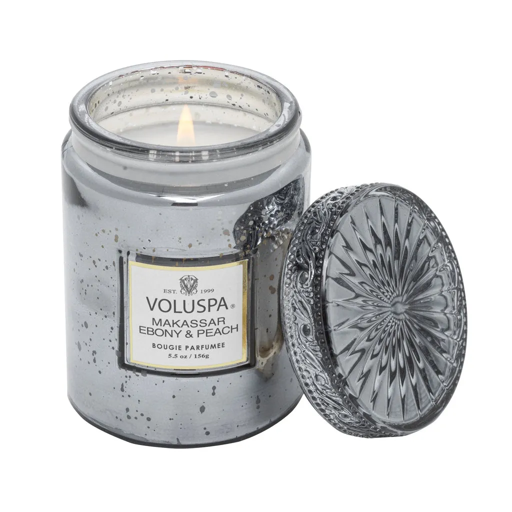 Voluspa Makassar Ebony & Peach Mini Glass Jar Candle