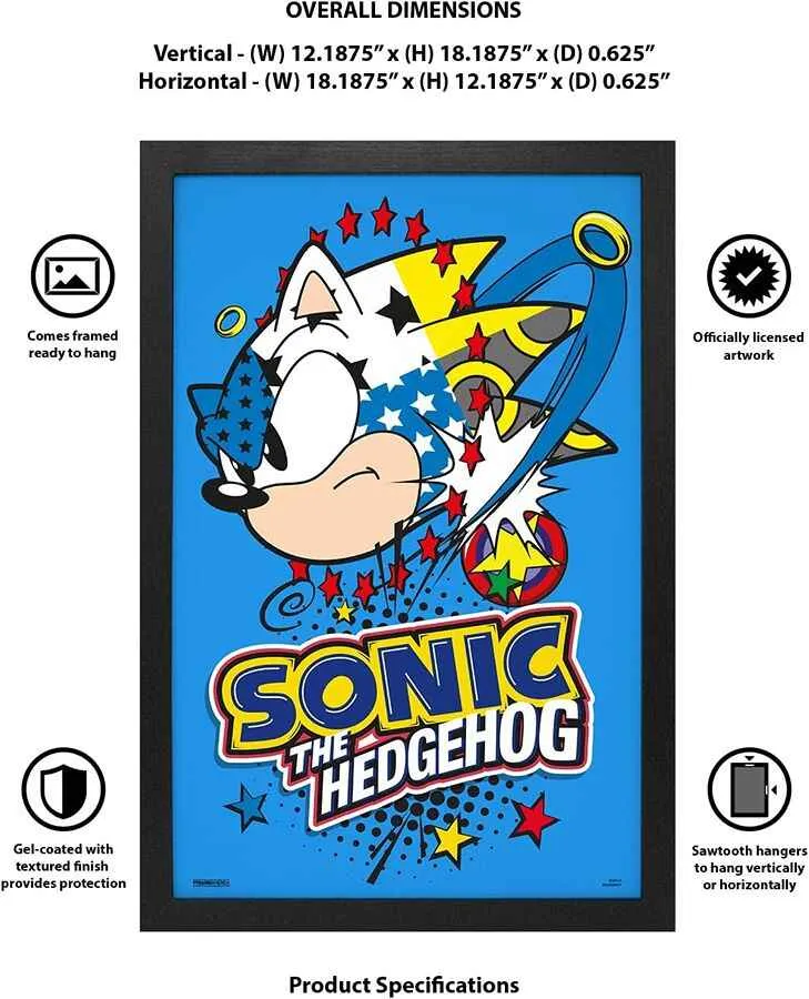 Wall Art Sonic The Hedgehog Pop Sonic 12" x 18" Framed Poster Print