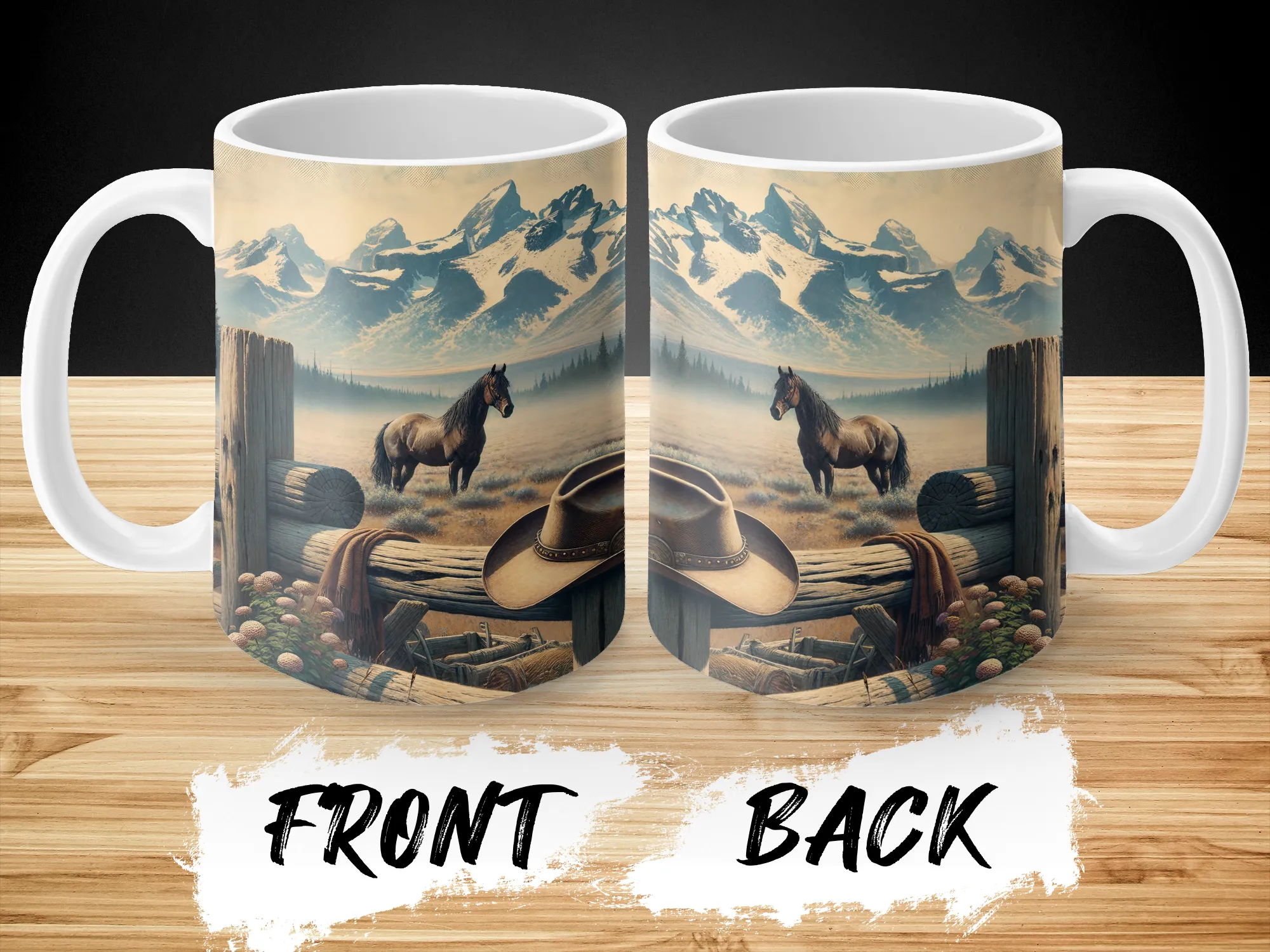 Western Style Horse Ranch Coffee Mug, Personalized Western Mug, Cowboy Coffee Cup, Cowgirl Coffee Mug, Western Gift for Her