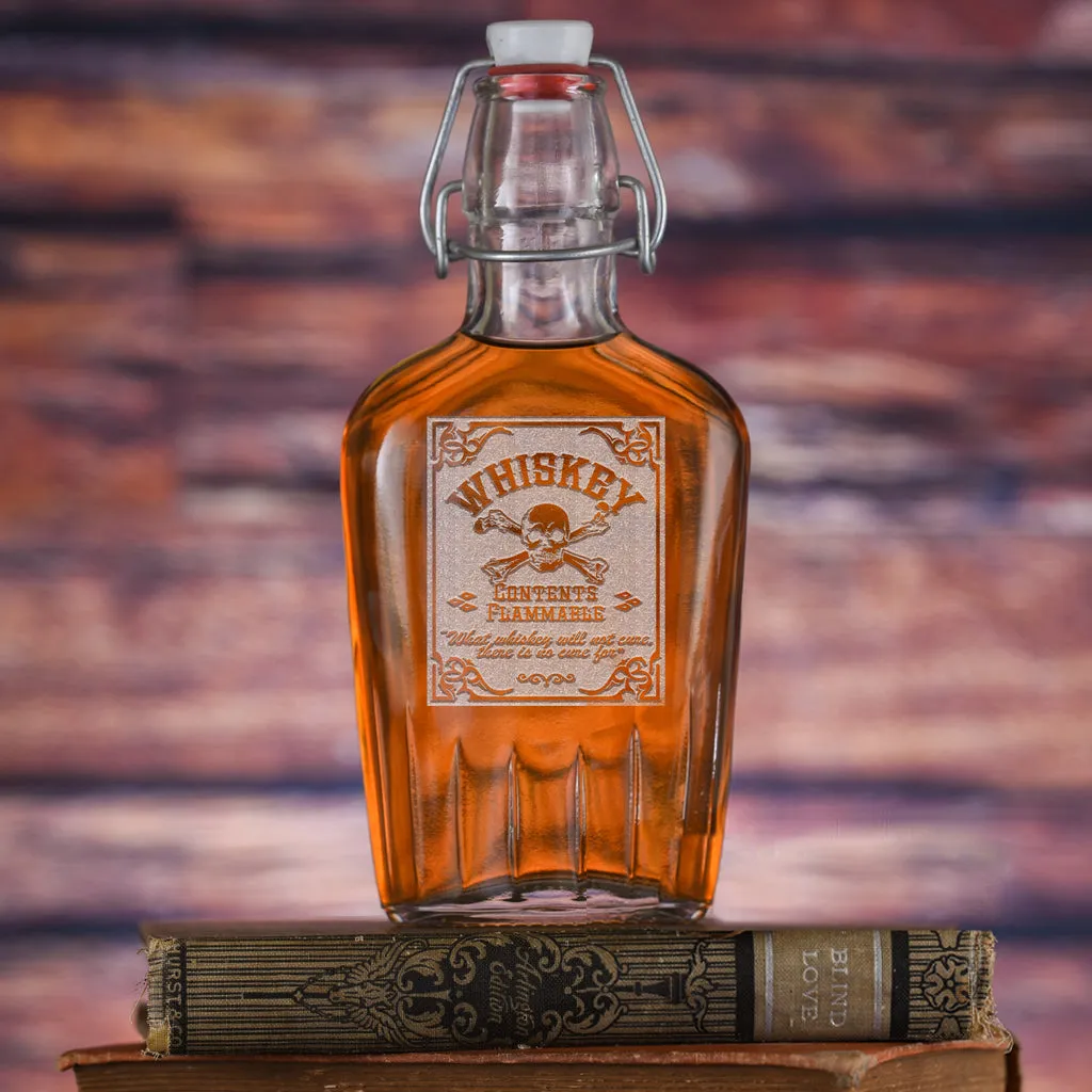 Whiskey Contents Flammable Flask | Cool Gift for Him or Her